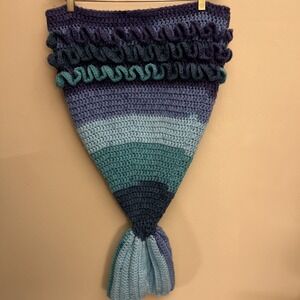 Hand Crochet Mermaid Tail Baby Blanket Toddler Photo Shoots Prop Fish Tail